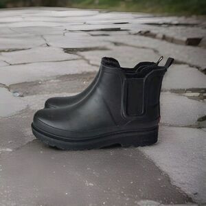 Chooka Rain Boots Delridge Chelsea Black Faux Fur Lined Waterproof Womens Size 9